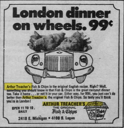 Arthur Treachers Fish & Chips - Mar 1971 Ad (newer photo)